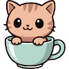 Cat in Coffee Mug - Cute Motif