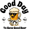 Beer hero in sprint with sunglasses