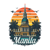 Manila Filippinerna vintage solnedgångsskyline konst-t-shirt