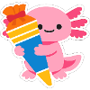 Pink Axolotl with Gift Brush