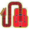 Red Abstract Shape Retro Guitar