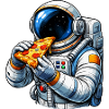 Astronaut eating pizza