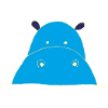 Blauer Hippo nilpferd