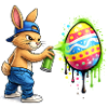 Graffiti bunny with Easter egg
