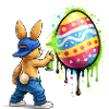 Graffiti bunny with Easter egg
