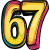 67 Zahl Bunt