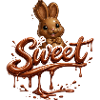 Chocolate bunny with Sweet lettering