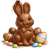 Chocolate bunny with Easter eggs