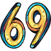 69 Zahl Bunt