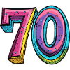 70 nummer farverigt