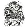 Cat HipHop Microphone Style