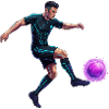 Neon Soccer Player with Energy Ball