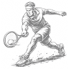Dynamic tennis player in retro style