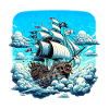Piratenschiff über Wolkenmeer