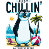 Antarctic beach penguin with sunglasses
