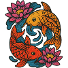 Koi and Lotus Circular Design