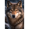 Wolf in snow and fog