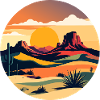 Sunset in desert landscape