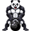 Panda Kettlebell Fitness Workout Cartoon