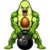 Avocado Kettlebell Fitness Cartoon Bodybuilding