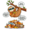 Energy-saving sloth and little animal