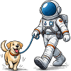 Astronaut walking his dog