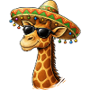 Giraffe in sombrero and sunglasses