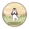 Pinguino Yoga Animale che fa arte in pose degli alberi