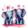 Éléphants pastel avec des fleurs