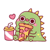 Cute Dinosaur Loves Pepperoni Pizza Slice