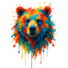 Bear in splatter dynamic painting