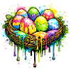 Buntes Osternest im Graffiti Stil 