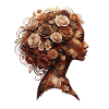 Erdton Blumenportrait Kopfprofil