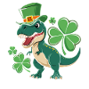 Green Dino with Shamrock Hat