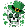 Green skull with St Patrick hat