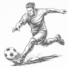 Dynamic footballer in comic style
