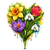 Colorful Spring Flowers in Splash Style