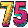 75 Zahl Bunt