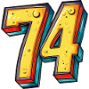 74 Zahl Bunt