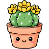 Kawaii Cactus in Sunny Flower Pot