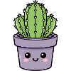 Cactus Kawaii dans un pot violet