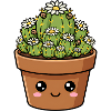 Kawaii Daisy Cactus Pot