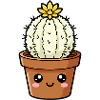 Cactus Kawaii à fleur jaune
