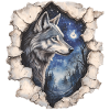 Wolf mit Sternenhimmel