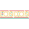 LONDON Retro-Neon auf farbigen Streifen