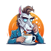 Office donkey drinking coffee