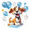 Lustiger Ballonhund im Partylook