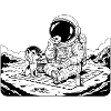 Astronauten-Picknick-Donut-Hund