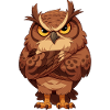 Grim owl with crossed wings