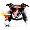 Cool Dog – Popart Halftone with Cocktail